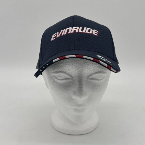 Evinrude E-Tec BRP Baseball Hat Cap Red White Blue Adjustable NWT USA Flag Brim - Picture 3 of 10